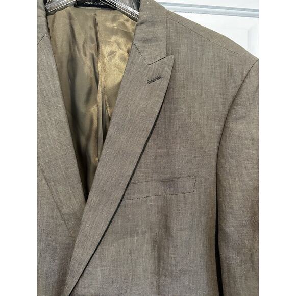 Calvin Klein 100% Linen Blazer 42R Extreme Slim Fit Beige Sport Coat Jacket - Picture 7 of 16